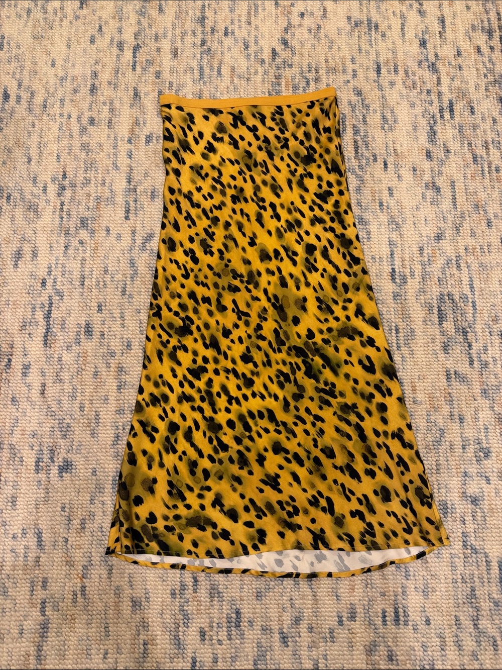 Anine Bing Yellow and Black Leopard A-Line Slip Midi Skirt
